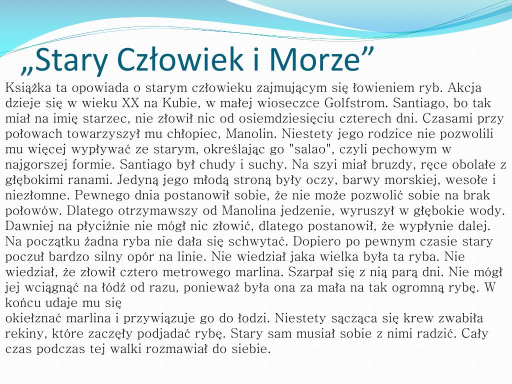 PPT - Ernest Hemingway „Stary człowiek i morze” PowerPoint Presentation Stary Człowiek I Morze Ile Ma Stron