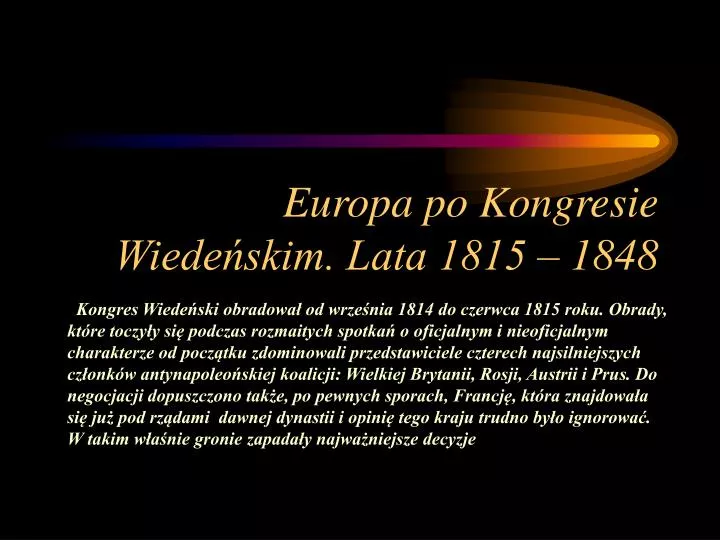 Europa Po Kongresie Wiedenskim Prezentacja