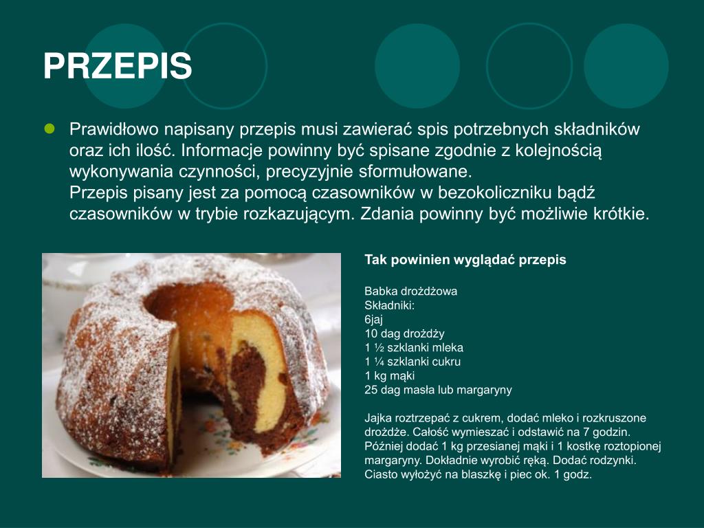 PPT - Formy wypowiedzi PowerPoint Presentation, free download - ID:414531 Przepis Kulinarny Jako Forma Wypowiedzi