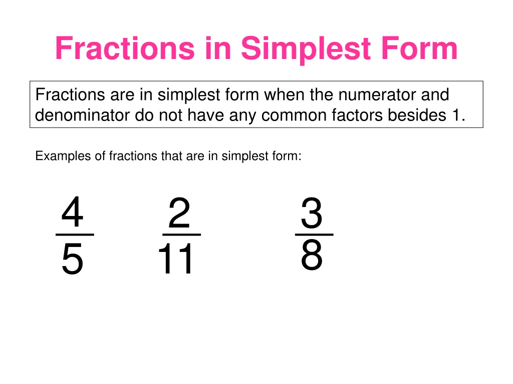 PPT - Fractions PowerPoint Presentation, free download - ID:9401887 1 55 As A Fraction In Simplest Form
