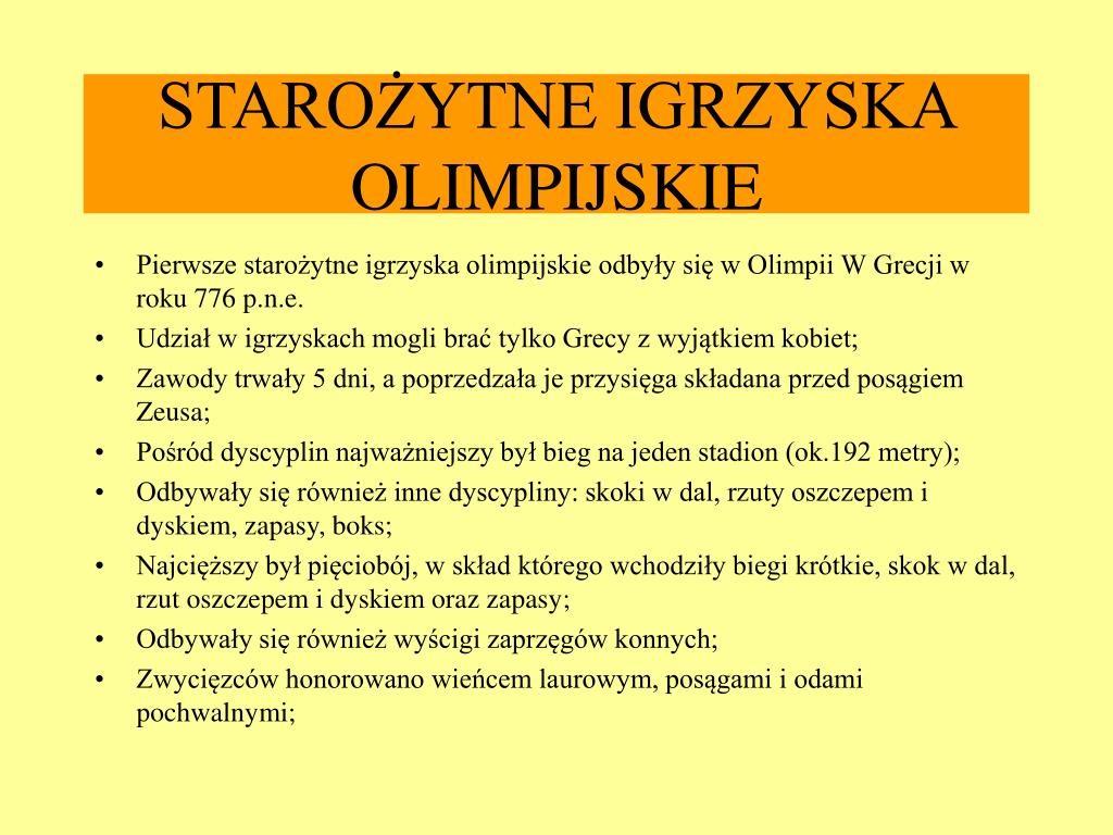 Igrzyska Olimpijskie Historia Dla Dzieci
