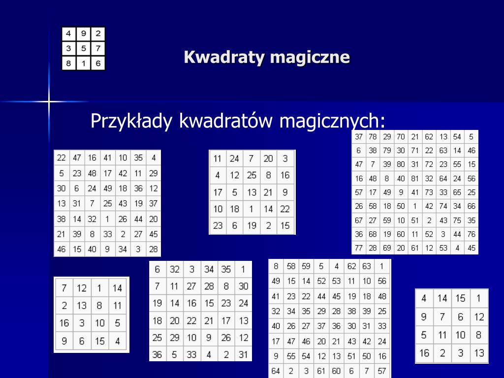 PPT - KWADRATY MAGICZNE PowerPoint Presentation, free download - ID:4983543 Magiczne Kwadraty Klasa 3 Do Druku