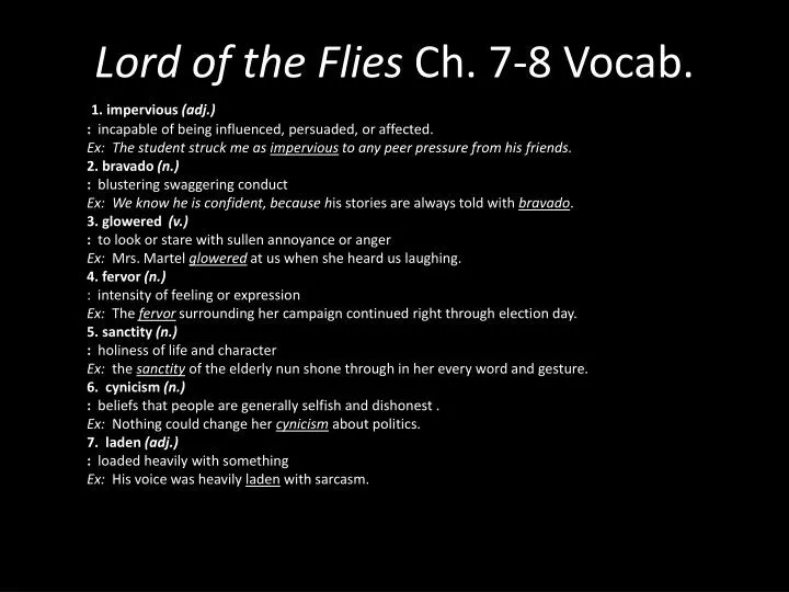 PPT - Lord of the Flies Ch. 7-8 Vocab. PowerPoint Presentation, free Lord Of The Flies Chapter 7 Vocab