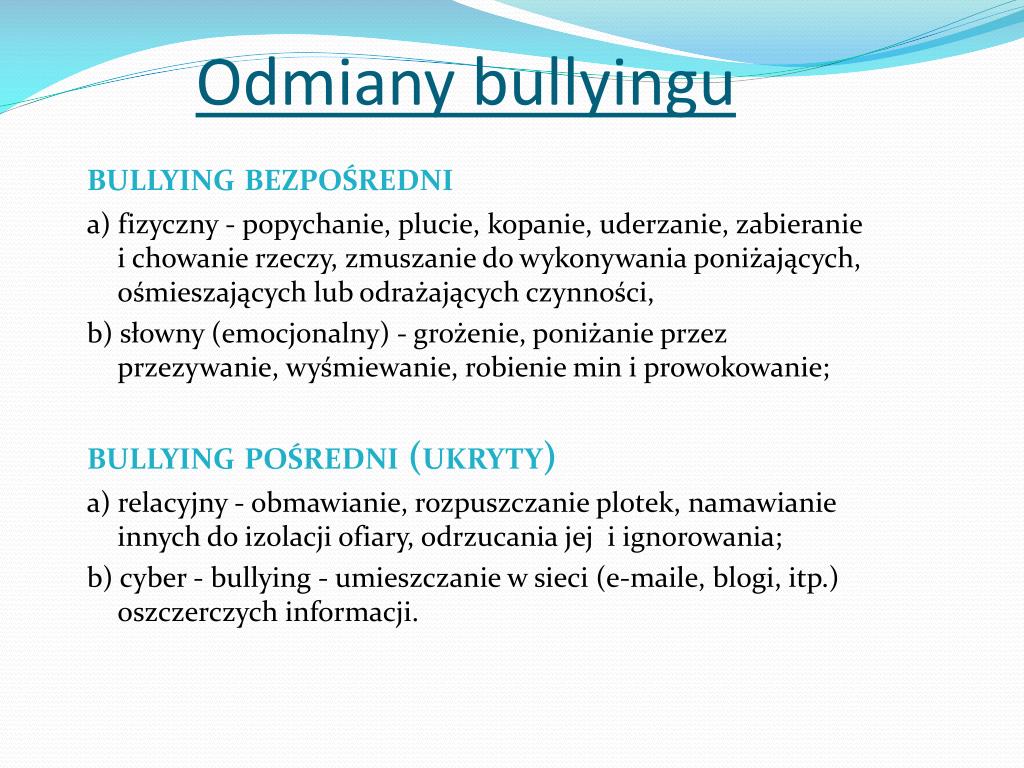 Mobbing I Bullying W Szkole