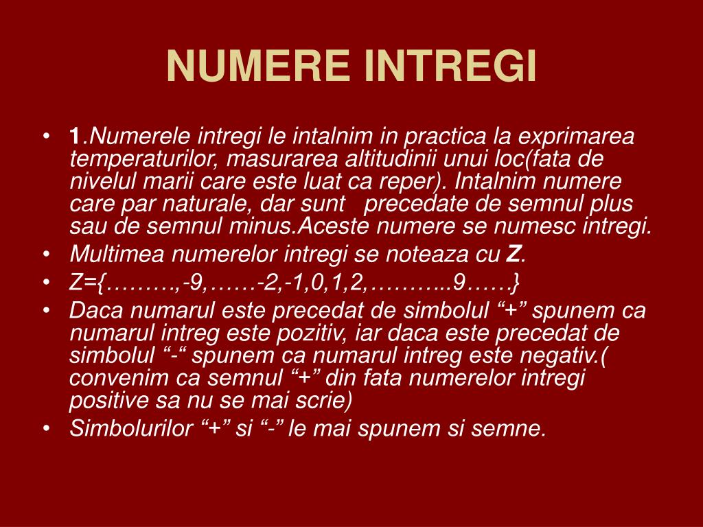 Numere Intregi In Viata Mea Proiect