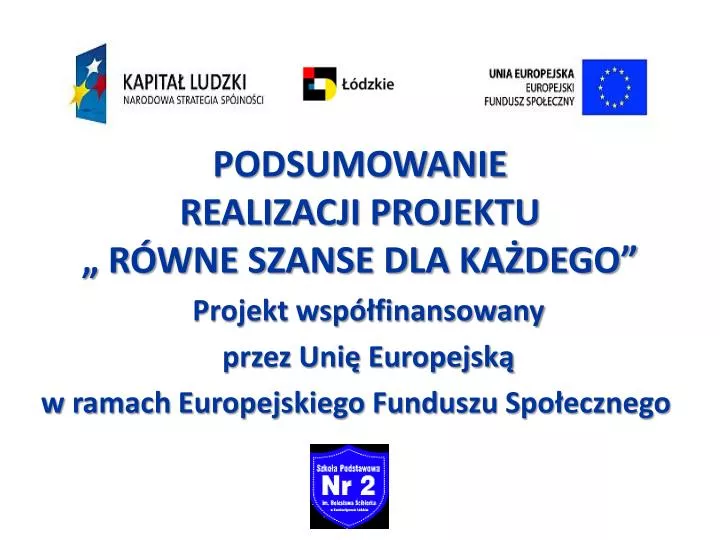 PPT - PODSUMOWANIE REALIZACJI PROJEKTU „ RÓWNE SZANSE DLA KAŻDEGO Język Dla Każdego Dofinansowanie 2017