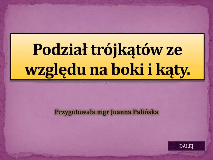 Podział Trójkątów Ze Względu Na Boki