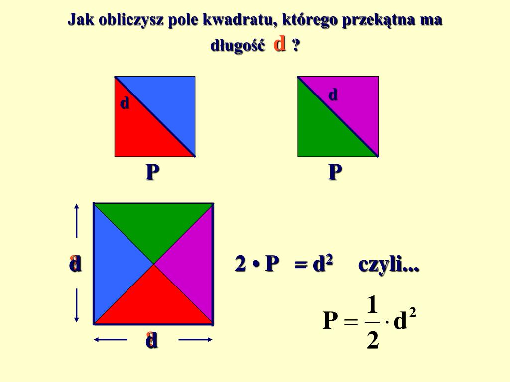 Wzór Na Pole Kwadratu Z Przekątnych