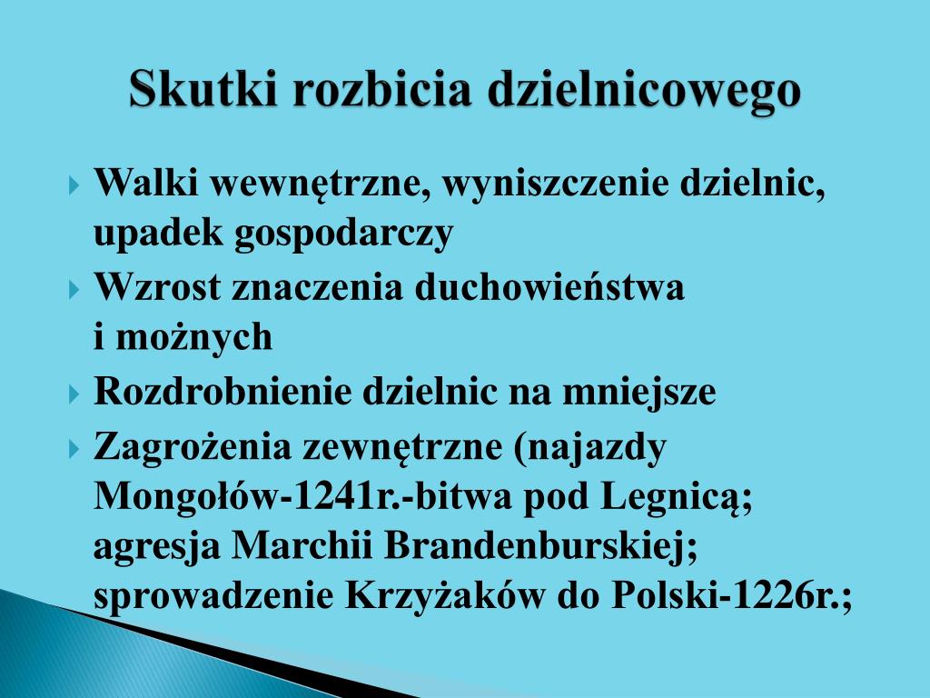 Przyczyny I Skutki Rozbicia Dzielnicowego