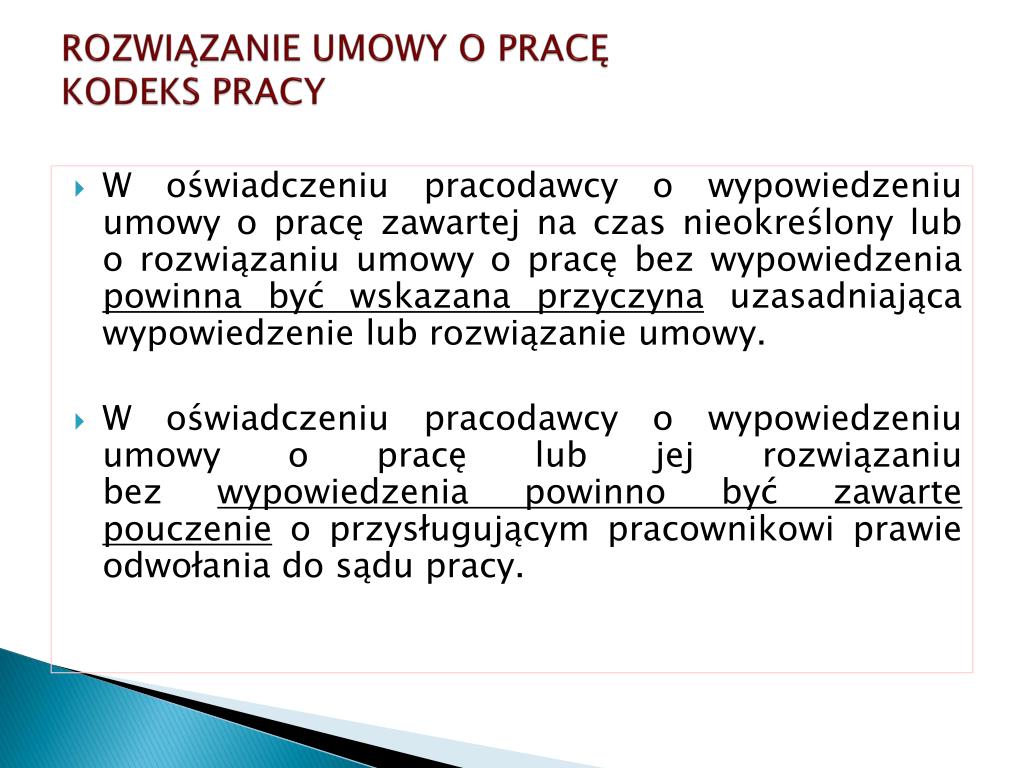 Wypowiedzenie Umowy O Pracę Kodeks Pracy