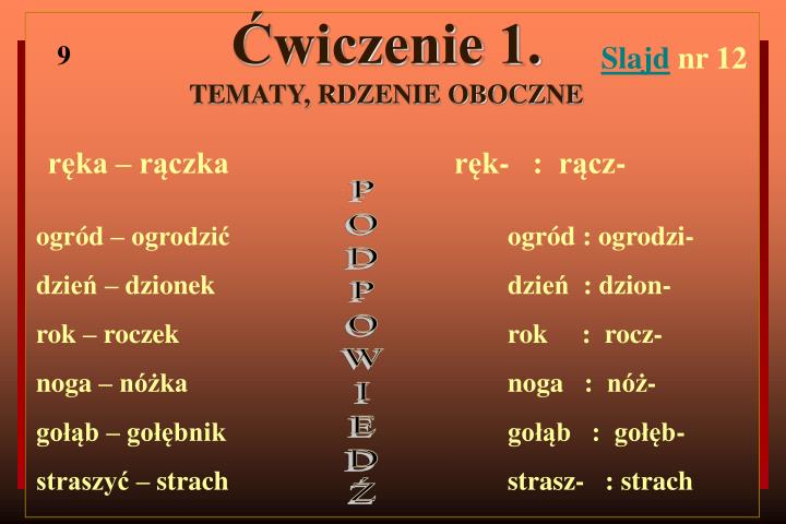 PPT - Słowotwórstwo PowerPoint Presentation - ID:4845614 Tematy Oboczne I Oboczności ćwiczenia