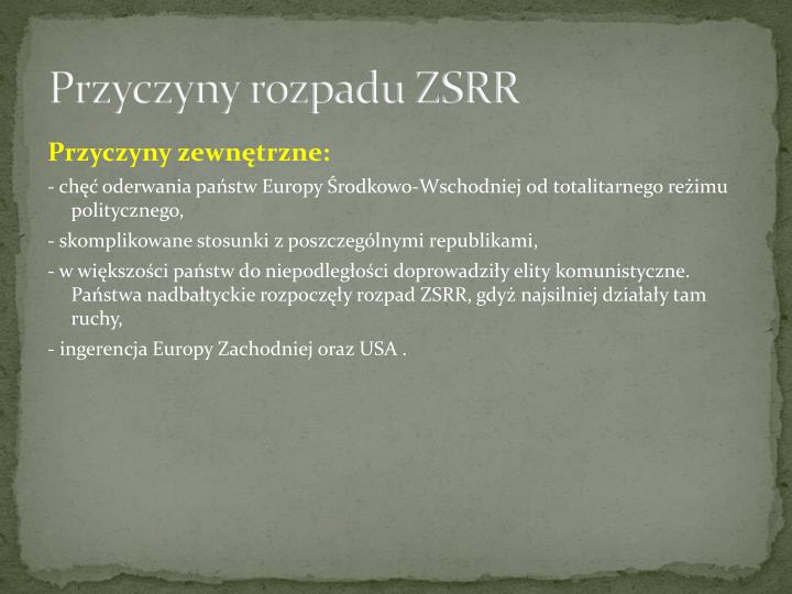 Przyczyny Rozpadu Zsrr W Punktach