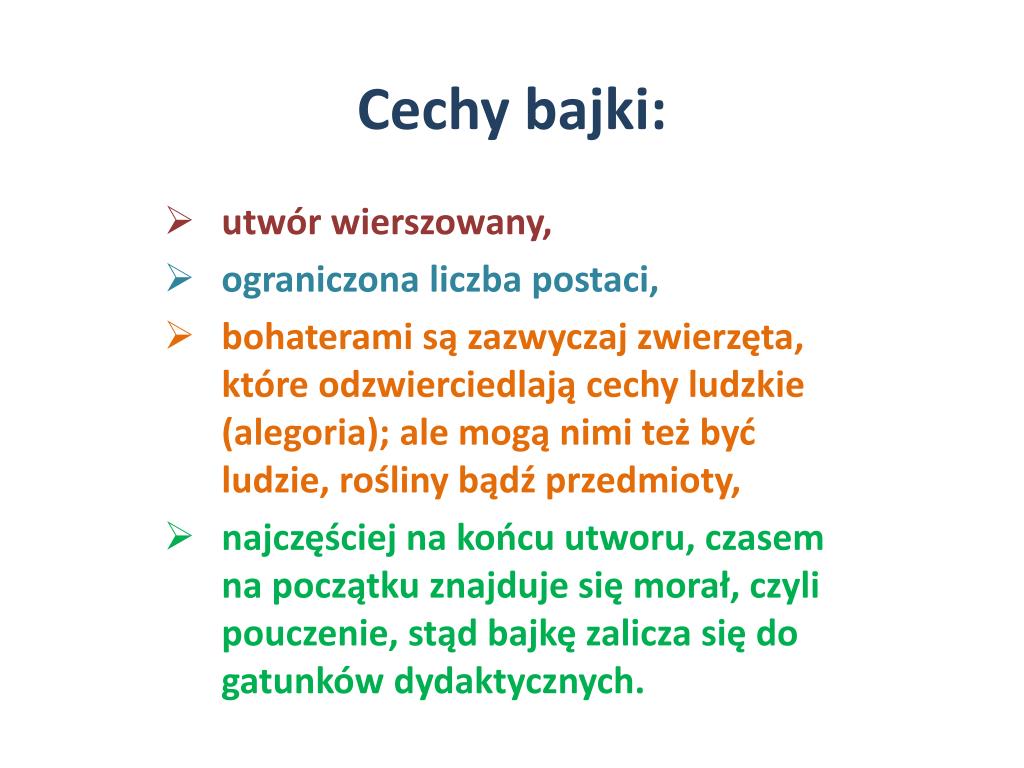 Cechy Bajki Jako Gatunku Literackiego