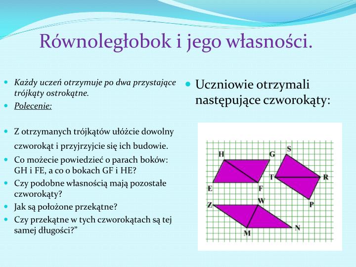 PPT - Temat: Równoległoboki i romby oraz ich własności . PowerPoint Rownolegloboki I Romby Sprawdzian Klasa 5