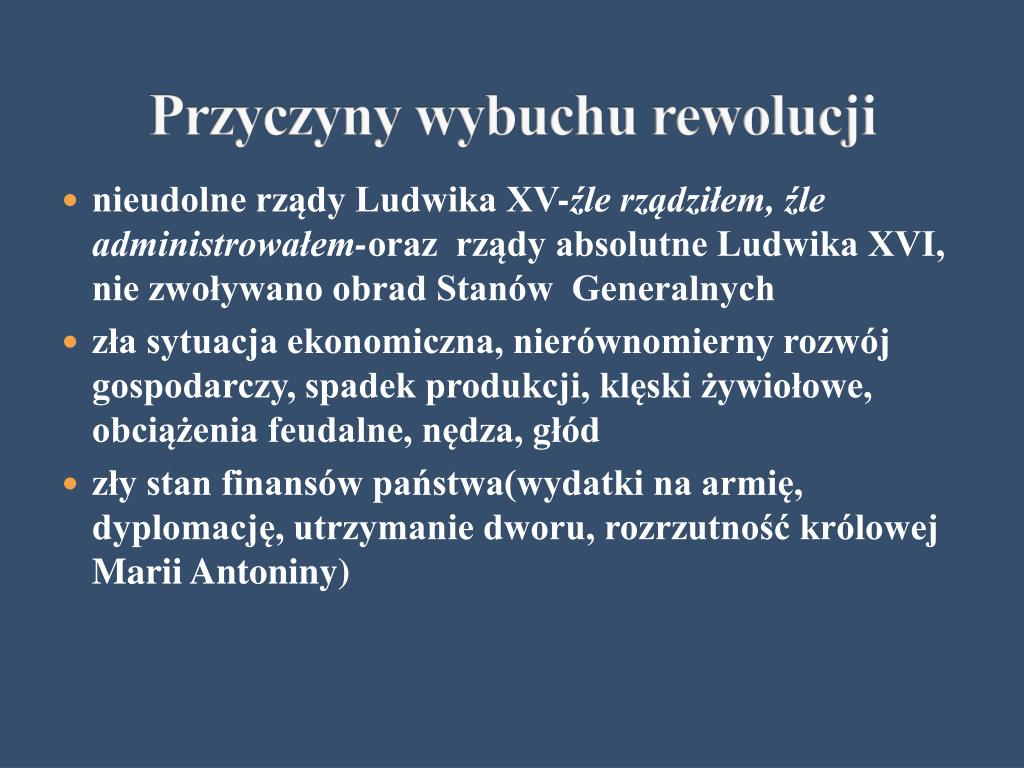 Rewolucja Francuska Przyczyny I Skutki
