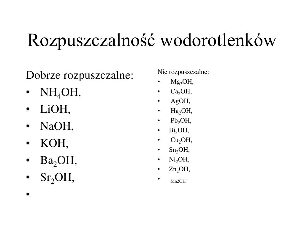 PPT - Wodorotlenki PowerPoint Presentation, free download - ID:5843387 Wodorotlenki Rozpuszczalne W Wodzie