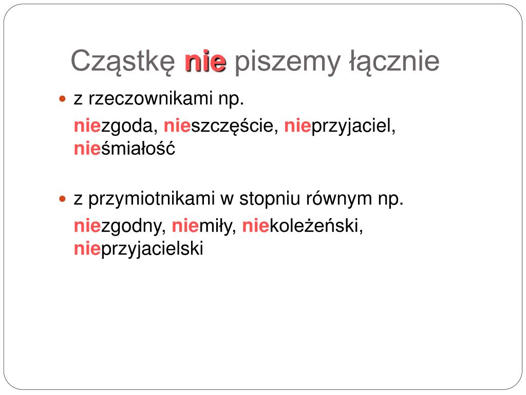 Dyktando Nie Z Różnymi Częściami Mowy