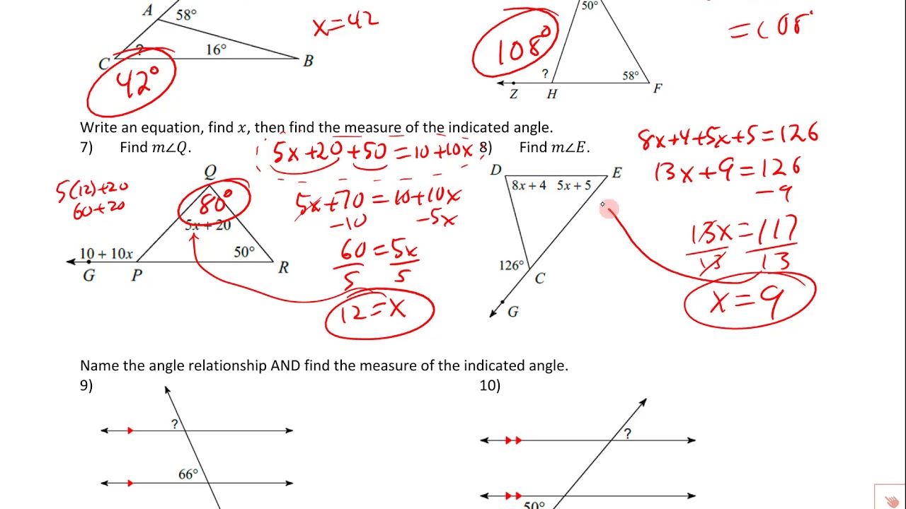 PRACTICE TEST- Unit 7: Angle Relationships and Similarity - YouTube Unit 7 Geometry Homework 2 Angle Relationships Answer Key