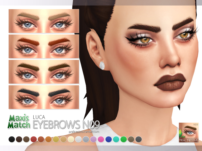 Pralinesims' Maxis Match Eyebrow Pack N01 Sims 4 Maxis Match Eyebrows
