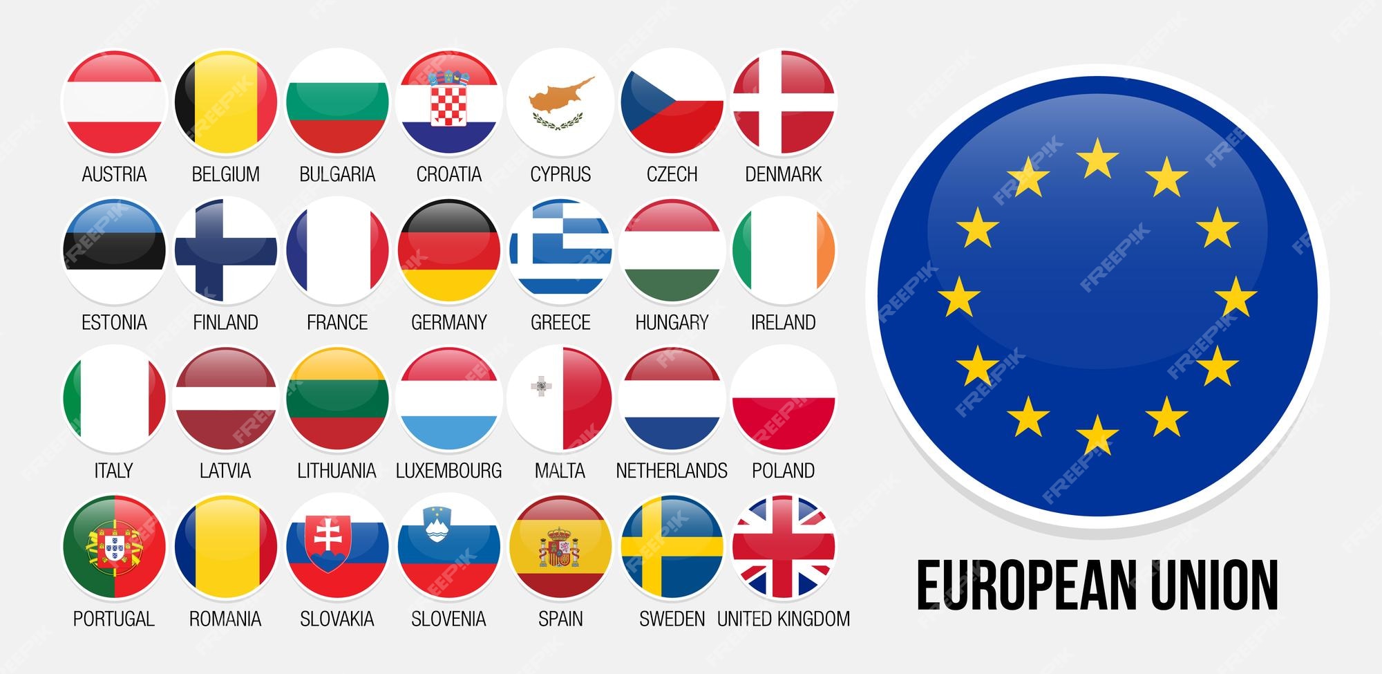 Premium Vector | European union countries flags, member states of Kiedy Francja Wstąpiła Do Unii Europejskiej