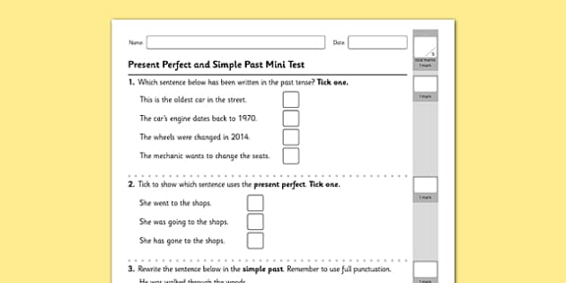 Present Perfect Past Simple Test