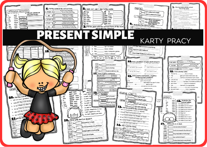 PRESENT SIMPLE - KARTY PRACY • Złoty nauczyciel Present Simple Cwiczenia Do Druku