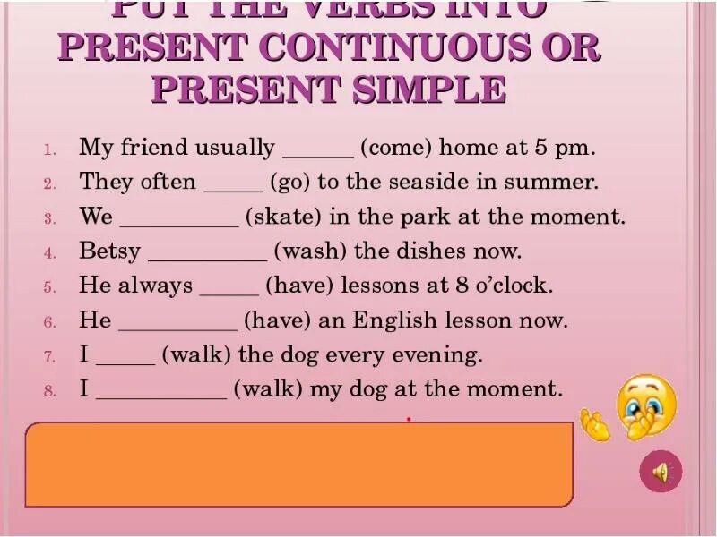Present simple present continuous упражнения Present Simple Present Continuous Klasa 5 ćwiczenia