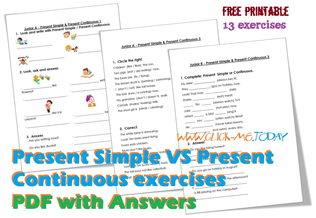 Present Simple Present Continuous Past Simple Past Continuous Exercises Pdf