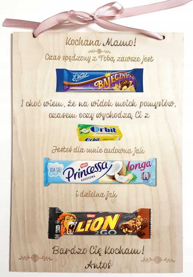 Prezent dla mamy od dzieci - tabliczka - grawer (tabliczka z batonami Prezent Od Dziecka Dla Mamy