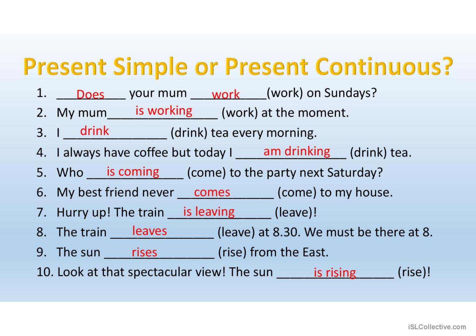 Презентация present simple present continuous упражнения Zadanie Present Simple I Continuous