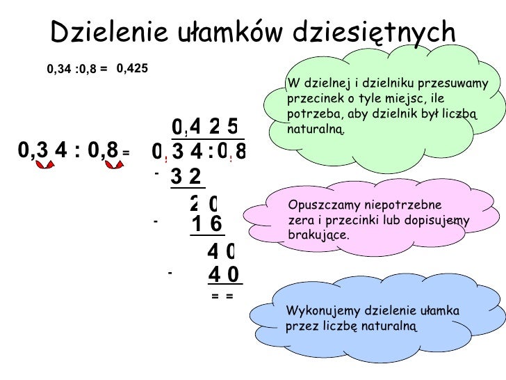 Dzielenie Ulamkow Dziesietnych Przez Liczby Naturalne