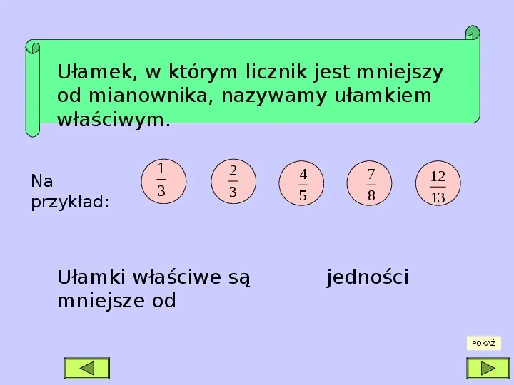 Prezentacja ułamki zwykłe - Świat prezentacji Ulamki Zwykle Powtrzenie Wiadomosci Klasa 4