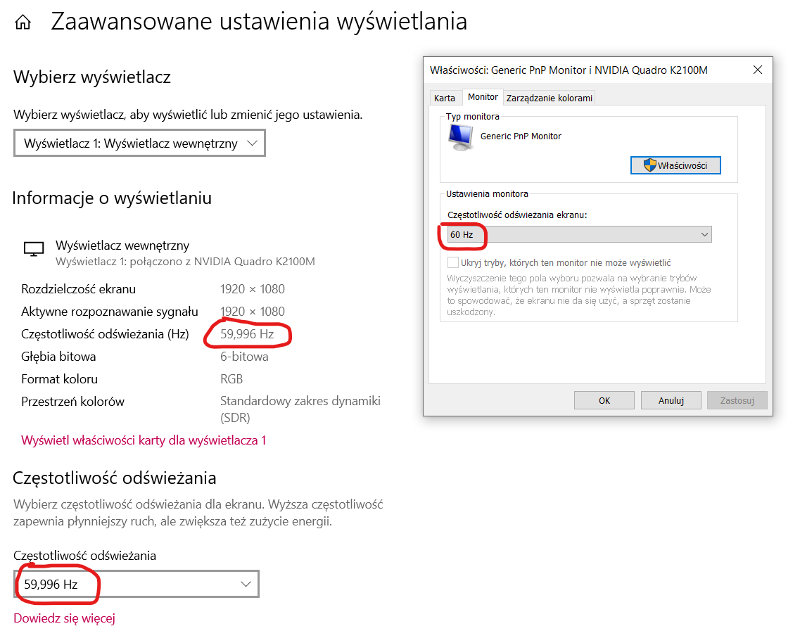 Problem z częstotliwością odświeżania ekranu po akutalizacji Windows 10 Z Jaka Czestotliwoscia Uciskamy Klatke Piersiowa
