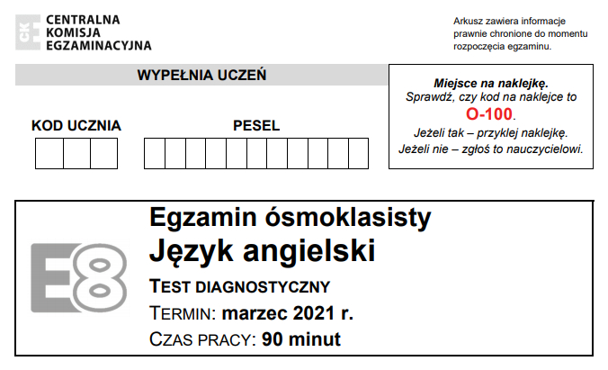 Próbny Arkusz Egzaminacyjny ósmoklasisty Angielski