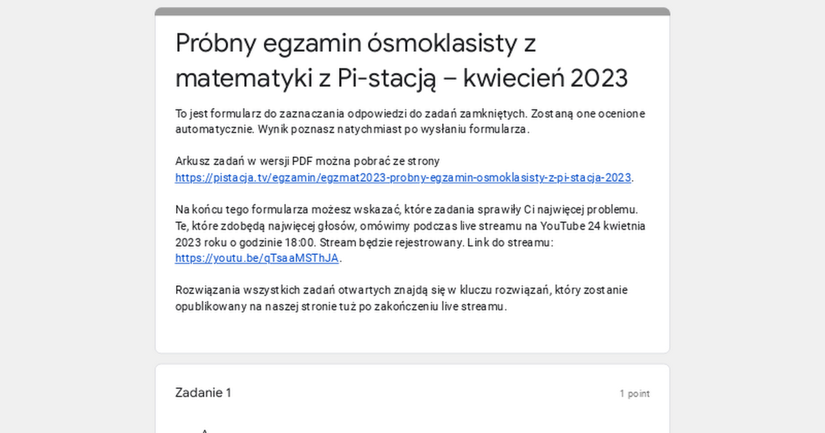 Probny Egzamin Osmoklasisty Matematyka 2023