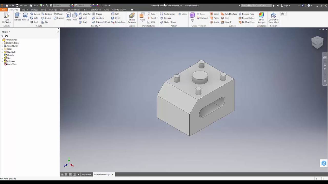 Procad Online Tutorials: How to Mirror a Part in Inventor 2017 - YouTube How To Mirror A Part In Inventor