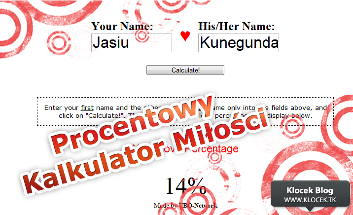 Kalkulator Milosci Imie I Nazwisko Procenty