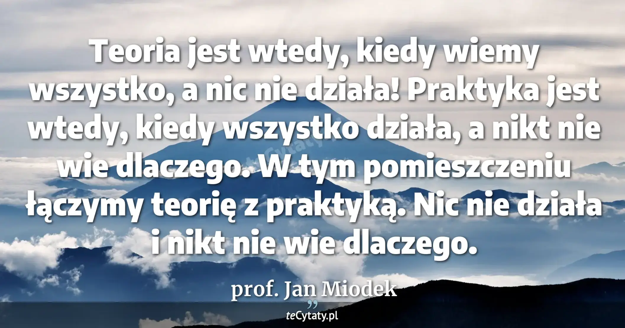prof. Jan Miodek cytat: Teoria jest wtedy, kiedy wiemy wszystko, a nic Skarbie Jestes Mi Potrzebny Gdy Wszystko Dziala Mi Na Nerwy
