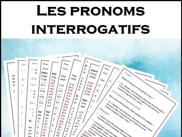 Les Pronoms Interrogatifs Qui Que Quoi Exercices Pdf