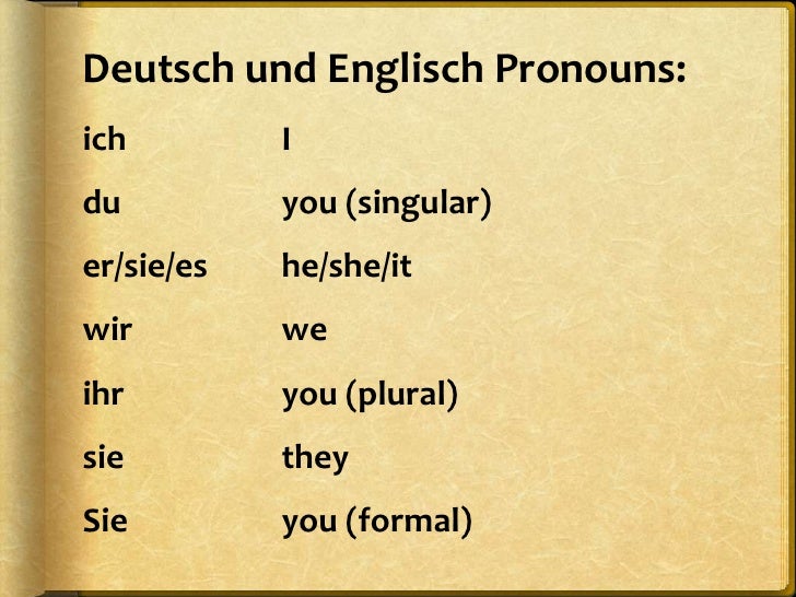 Ich Du Er Sie Es Wir Ihr Sie Sie