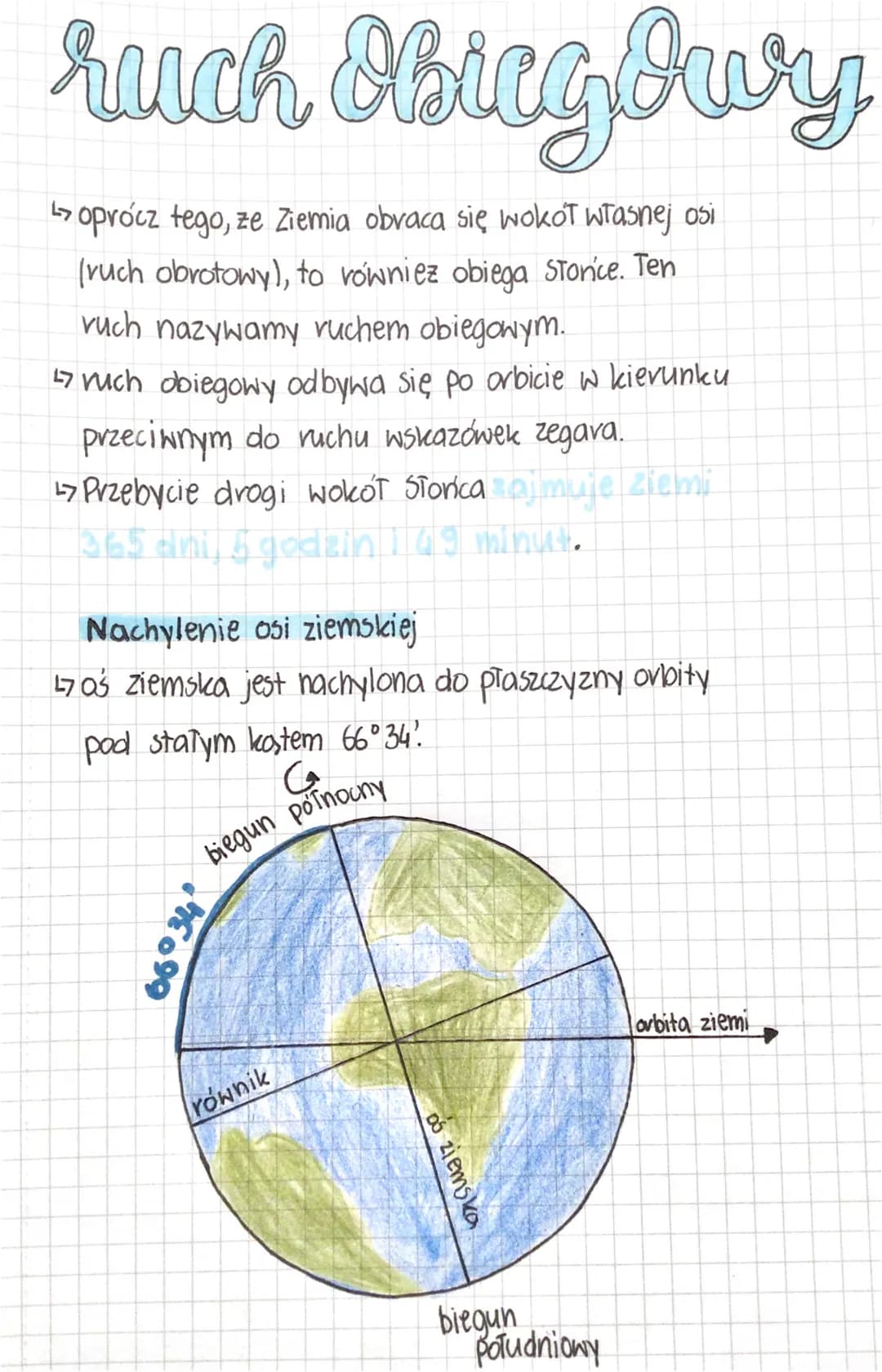 Ruch Obiegowy Ziemi Klasa 6