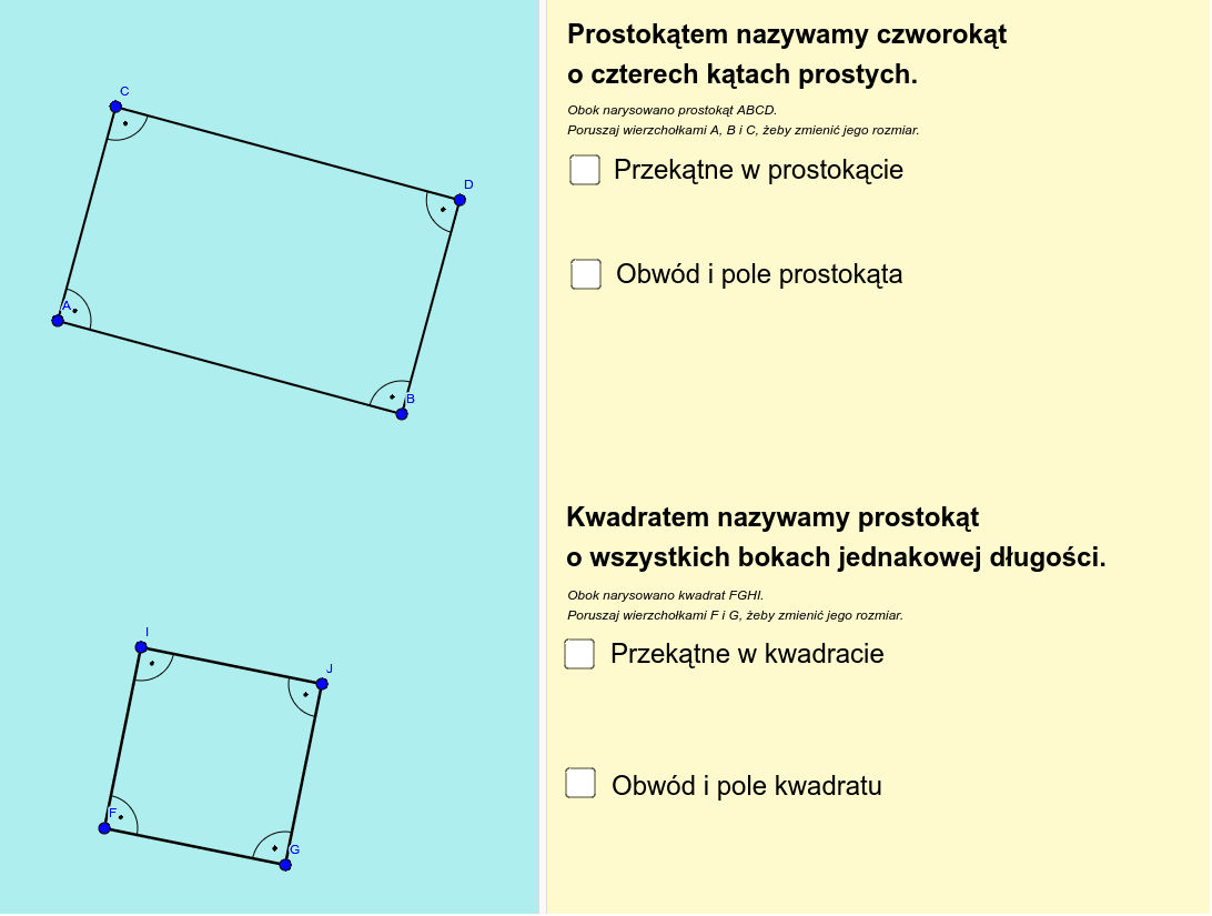 Prostokąty i kwadraty – GeoGebra Prostokąty I Kwadraty Klasa 5
