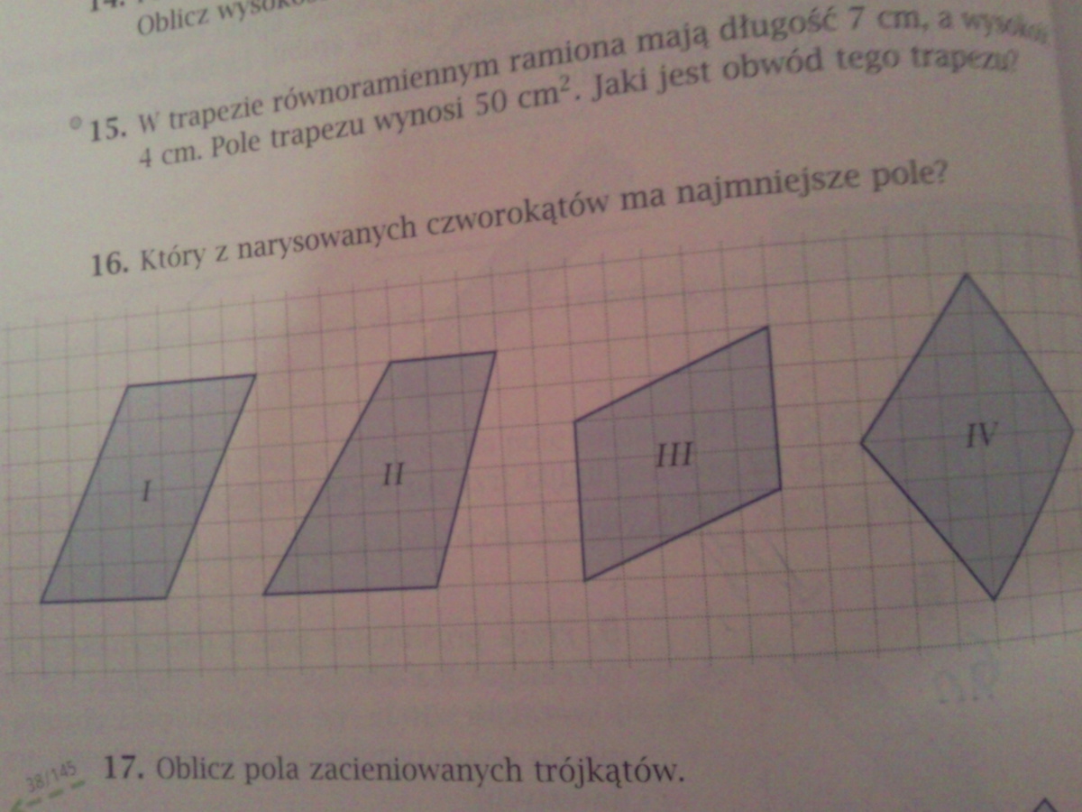 Który Z Narysowanych Czworokątów Ma Najmniejsze Pole