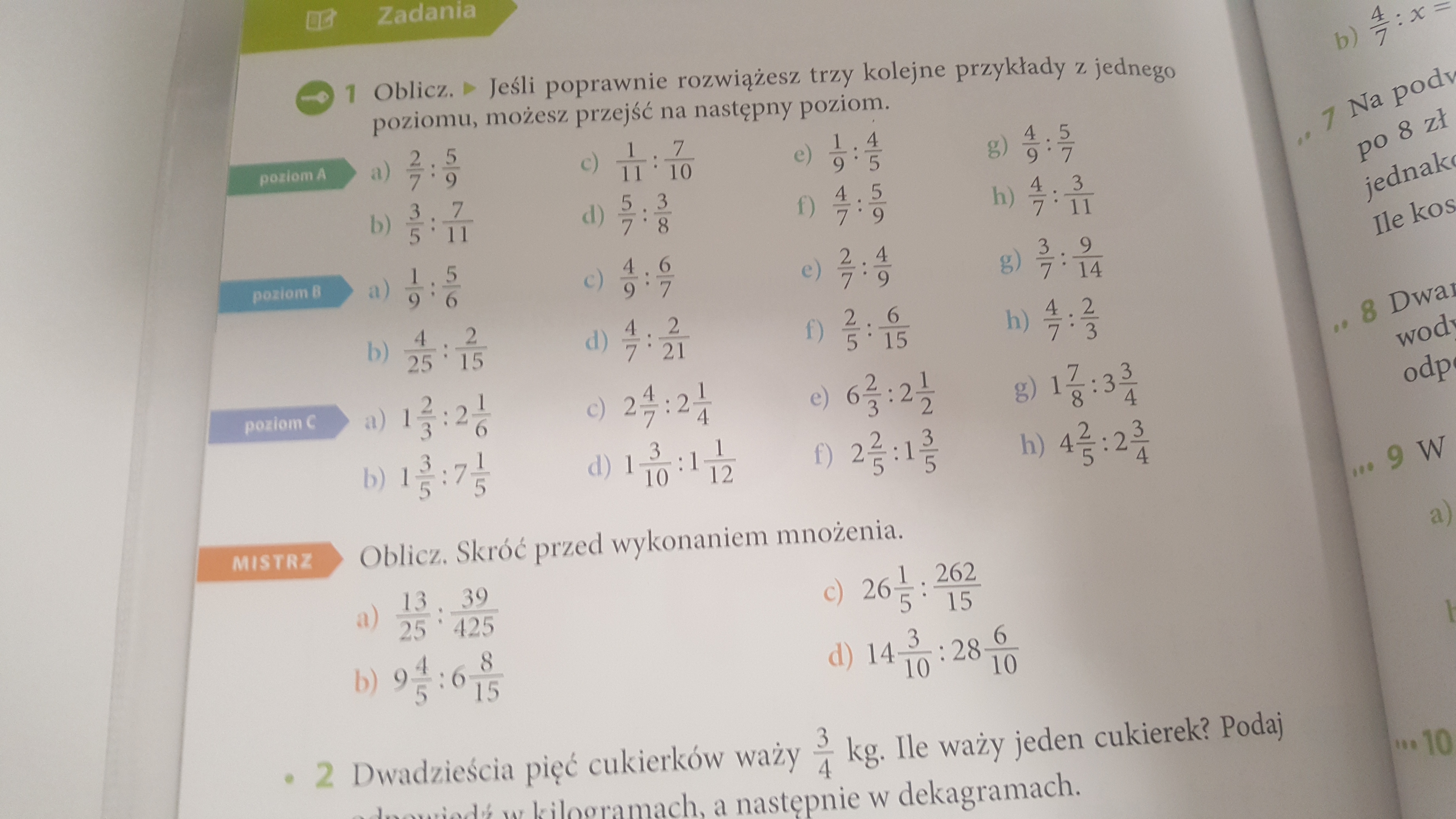 Test Ulamki Zwykle Klasa 5