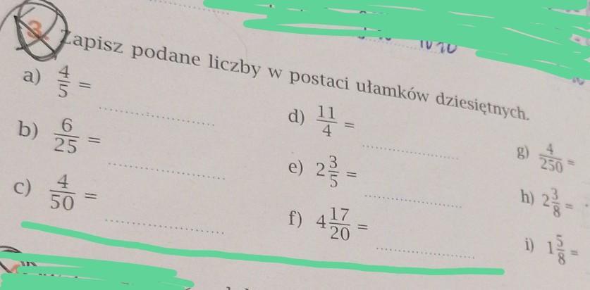 PROSZĘ POMOCY zadanie 3 strona 12 "Zapisz podane liczby w postaci Zapisz Podane Liczby W Postaci Ulamkow Dziesietnych