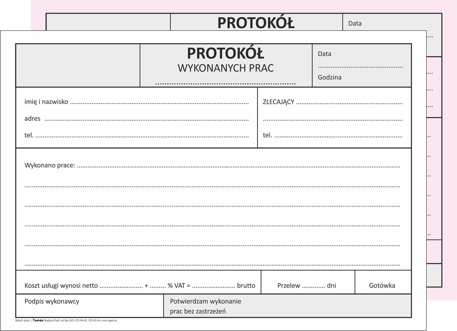 Protokół wykonanych prac - tanie druki z logo Wypowiedzenie Umowy O Pracę Przez Pracownika - Wzór 2021