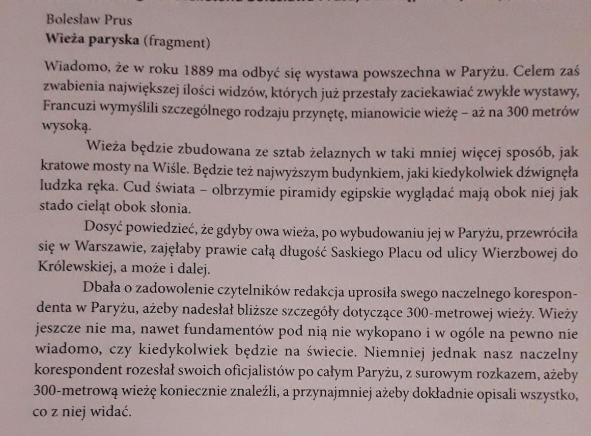 Napisz Artykuł Polemiczny Do Felietonu Wieża Paryska
