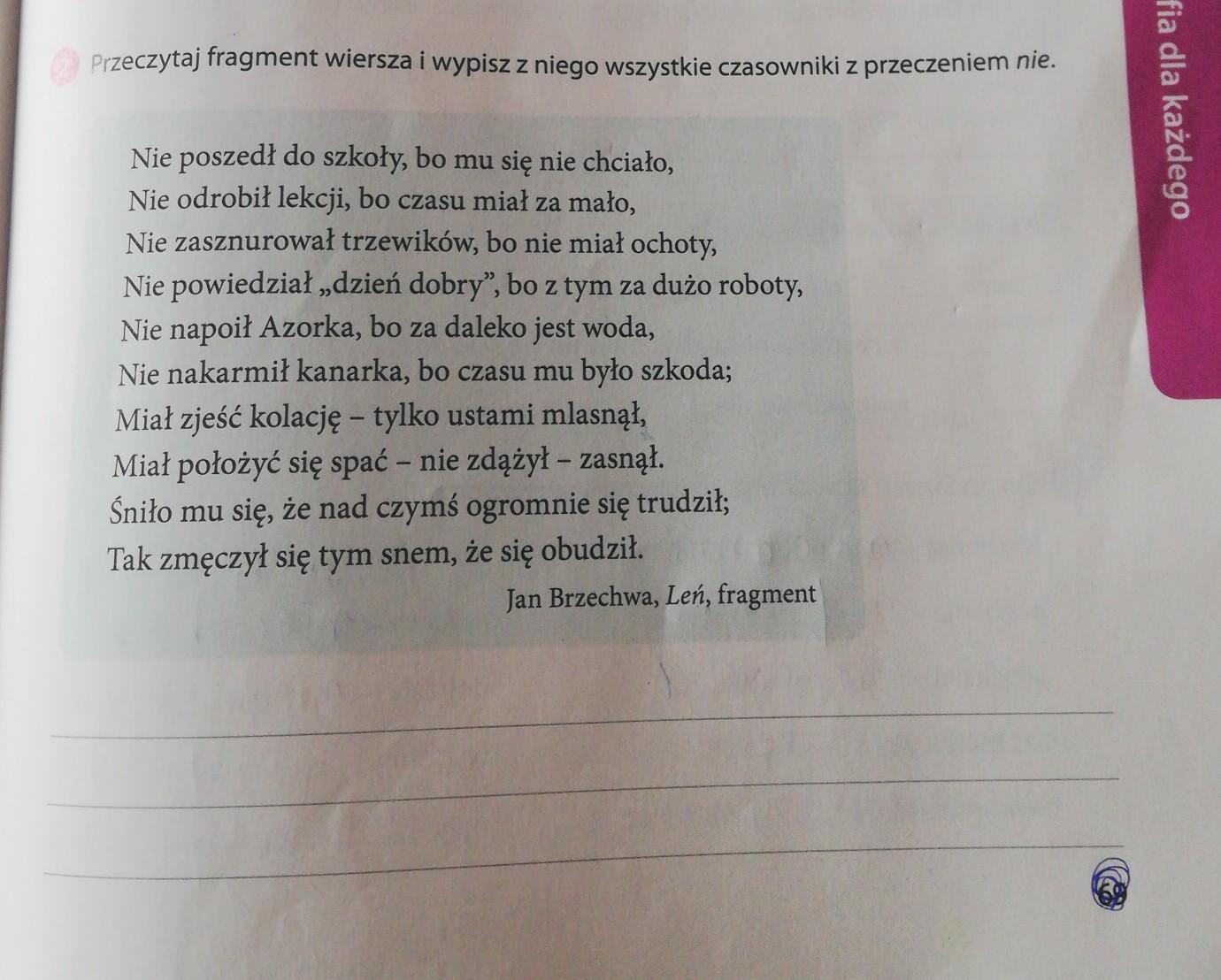 przeczytaj fragment wiersza i wypisz z niego wszystkie czasowniki z Przeczytaj Podany Email Wypisz Z Niego Przysłówki