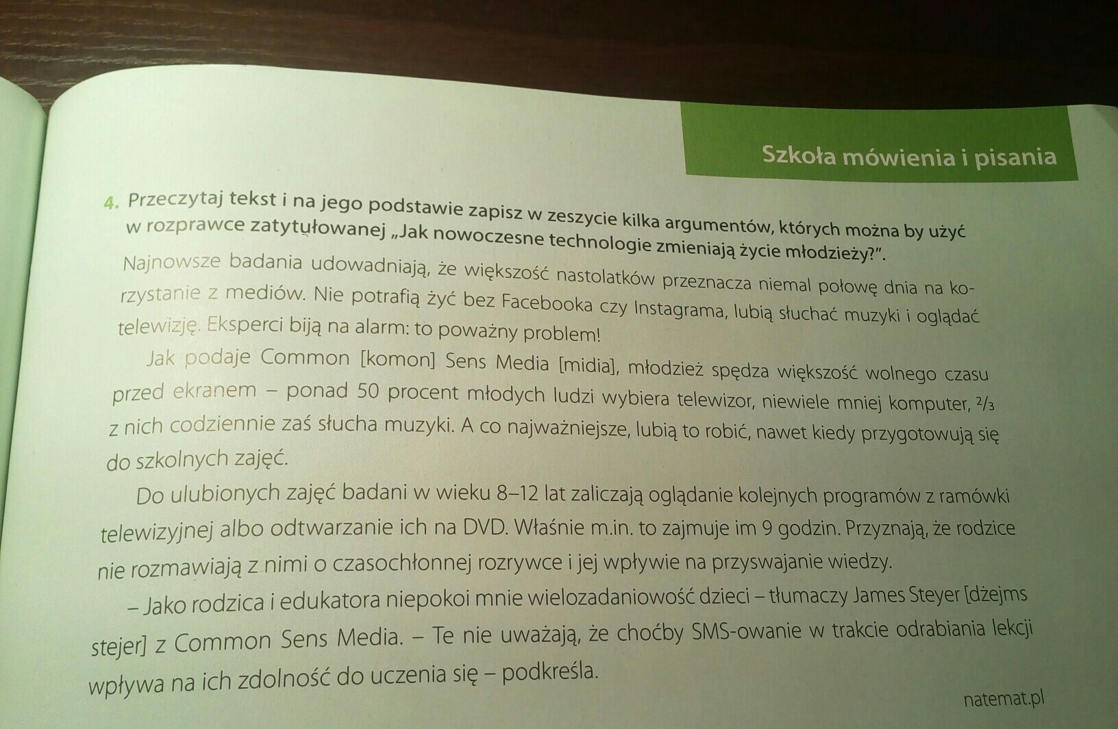 Przeczytaj tekst i na jego podstawie zapisz w zeszycie kilka argumentów Przeczytaj Podany Tekst Na Jego Podstawie Podaj Pięć Problemów