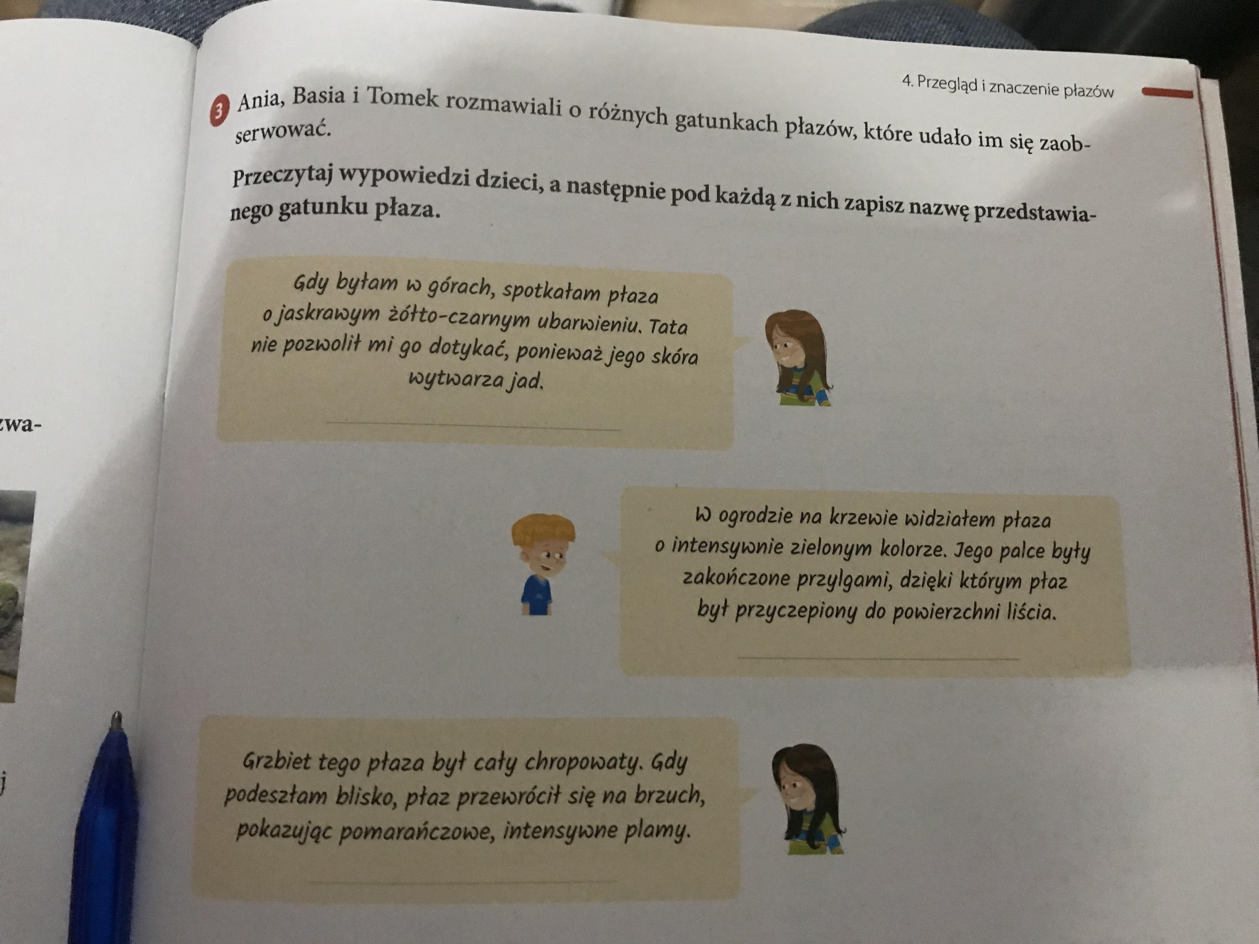 Przeczytaj wypowiedzi dzieci,a następnie pod każdą z nich zapisz nazwę Przeczytaj Wypowiedzi Dzieci Dotyczące środowiska życia Płazów